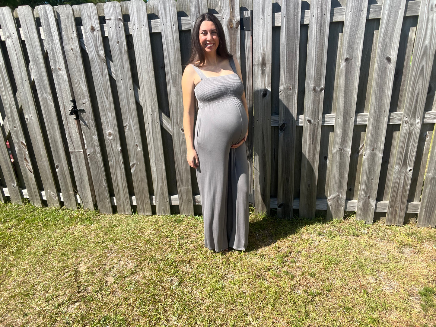Sleeveless Smocked Maternity Wide Leg Jumpsuit