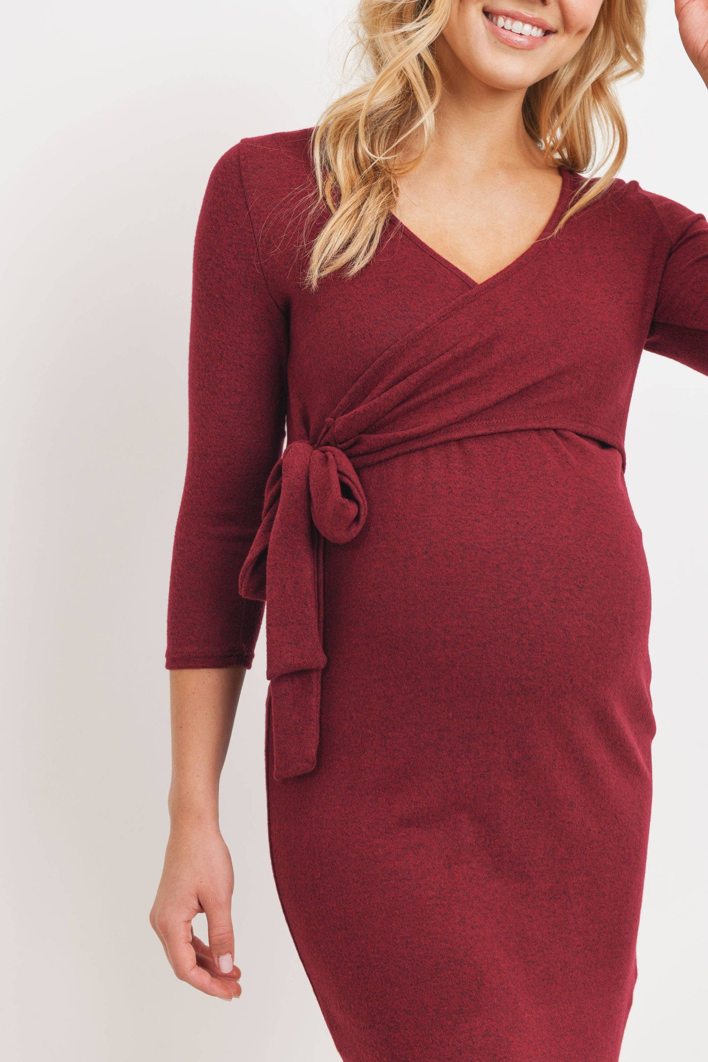 Surplice Brushed Knit Maternity Nursing Dress