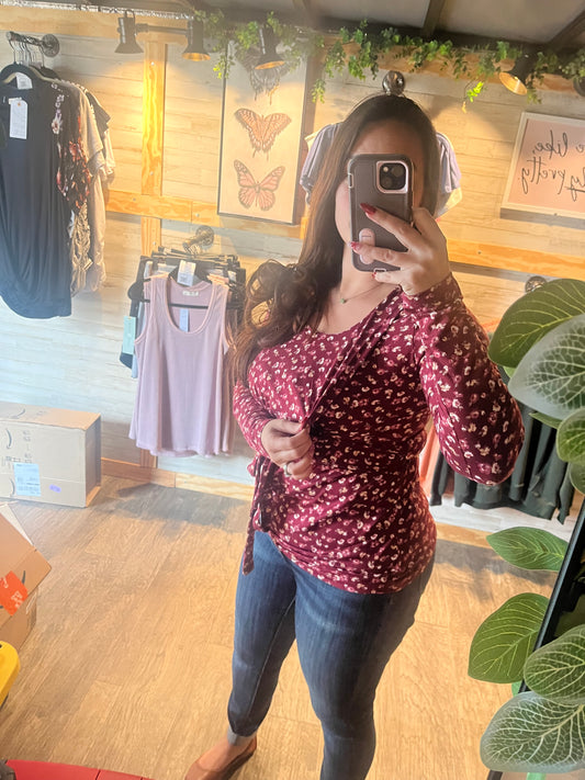 Floral Long Sleeve Maternity Nursing Knit Top