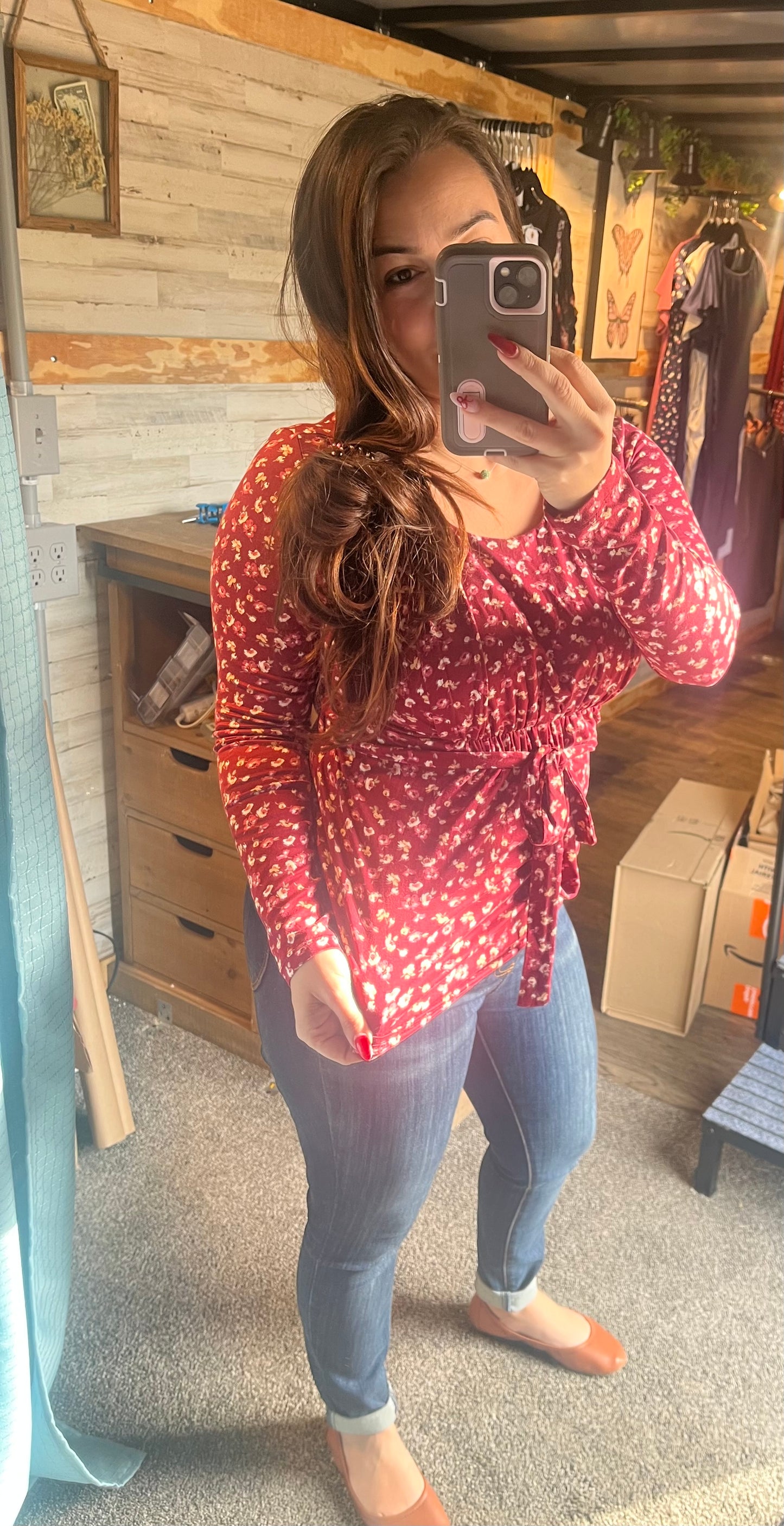 Floral Long Sleeve Maternity Nursing Knit Top