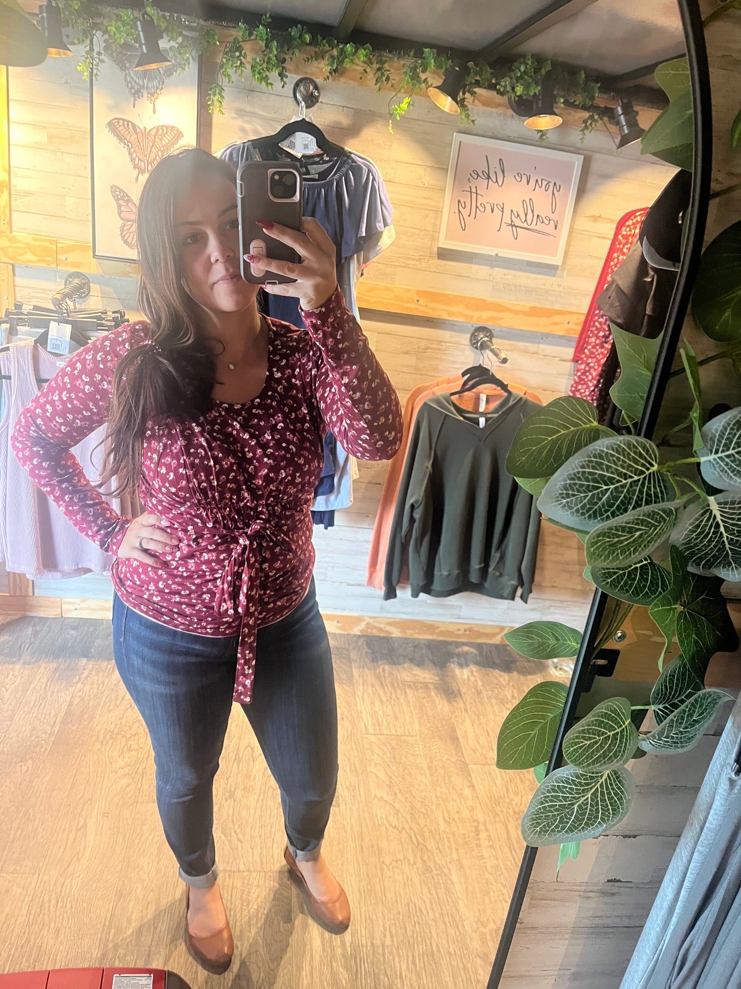 Floral Long Sleeve Maternity Nursing Knit Top