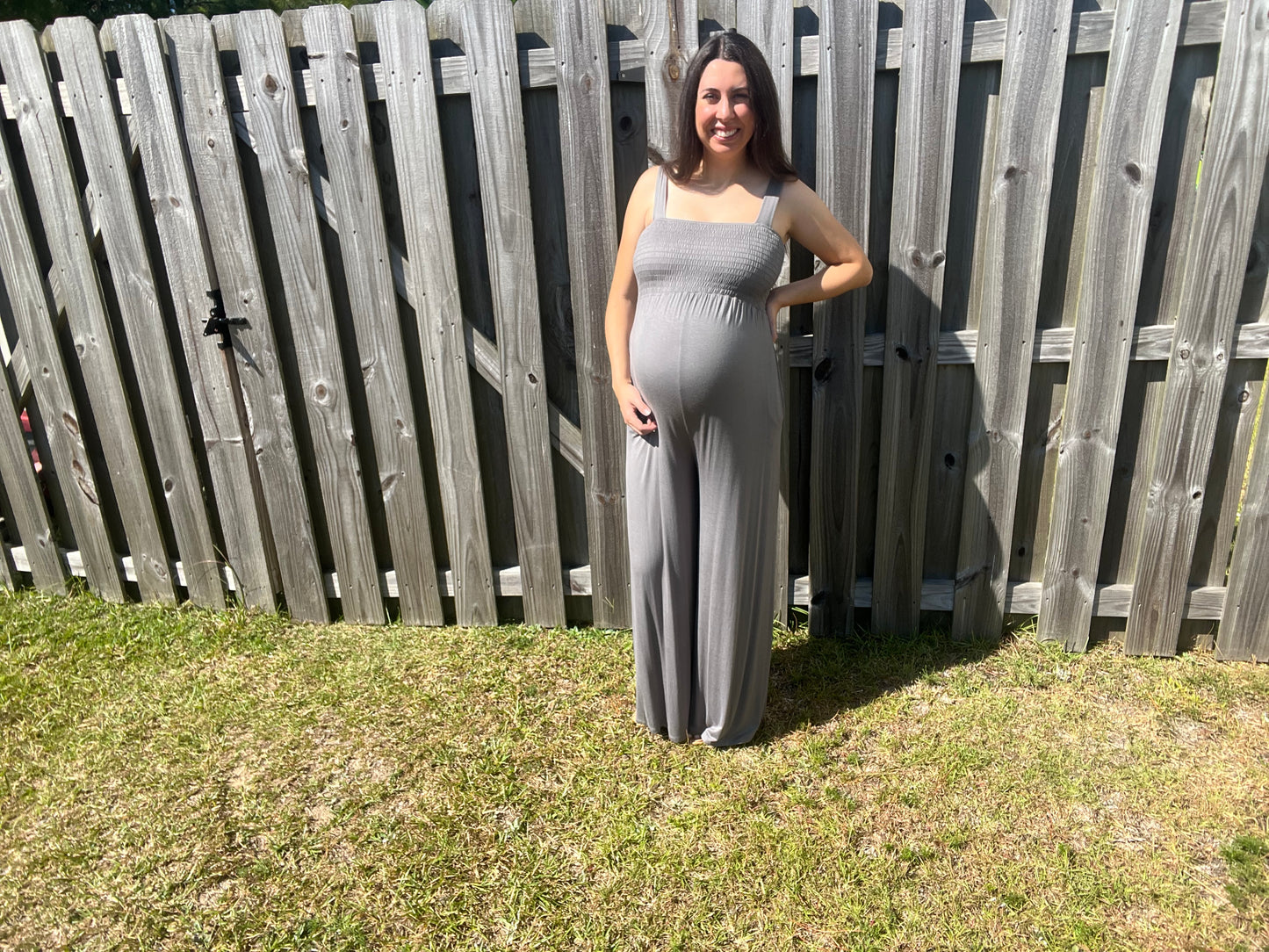 Sleeveless Smocked Maternity Wide Leg Jumpsuit