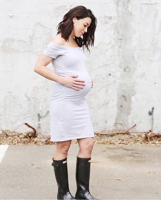 Grey Maternity Dress - Pregnancy Dress