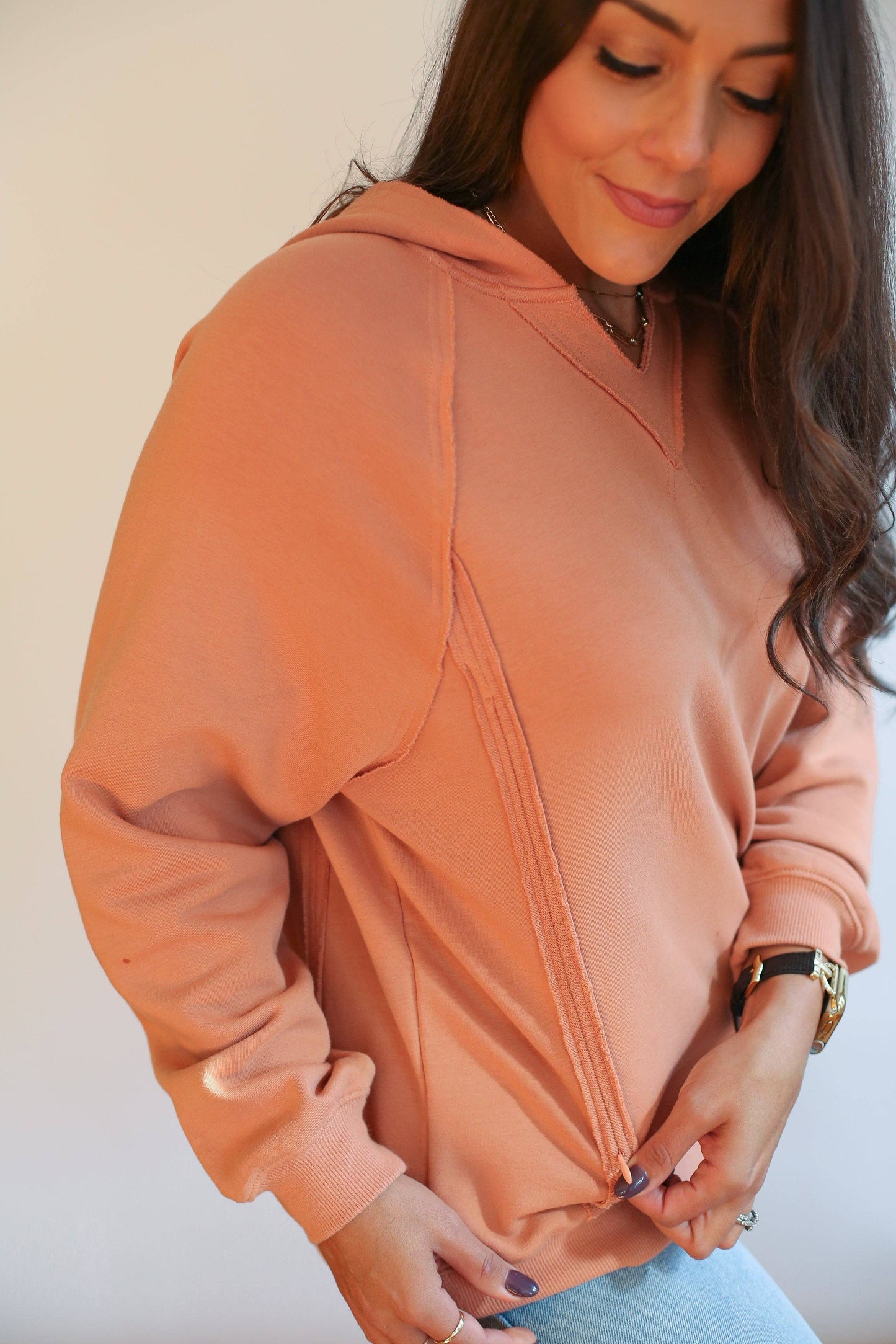 Nursing Friendly Side zip hoodie /forest green/Clay