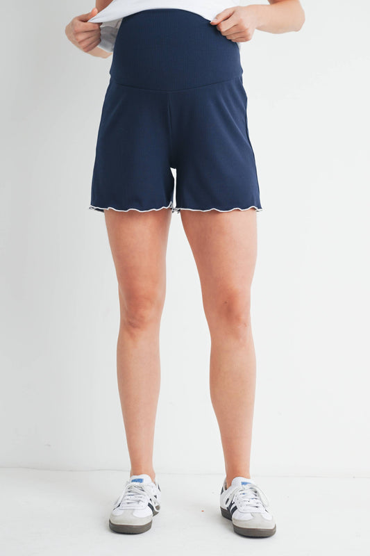 Ribbed Maternity High Waisted Lounge Shorts