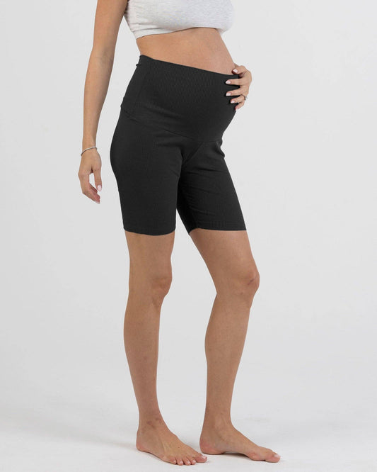 Maternity Bamboo Bike Shorts in Black