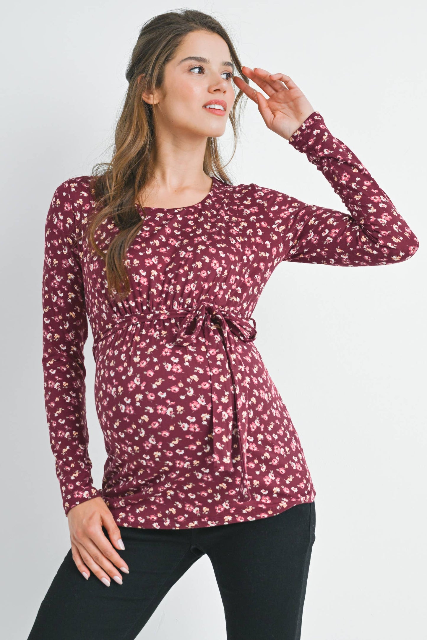 Floral Long Sleeve Maternity Nursing Knit Top